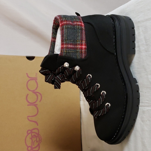 NEW Sugar Rave Plaid Cuff Hiker Boot - Picture 3 of 12